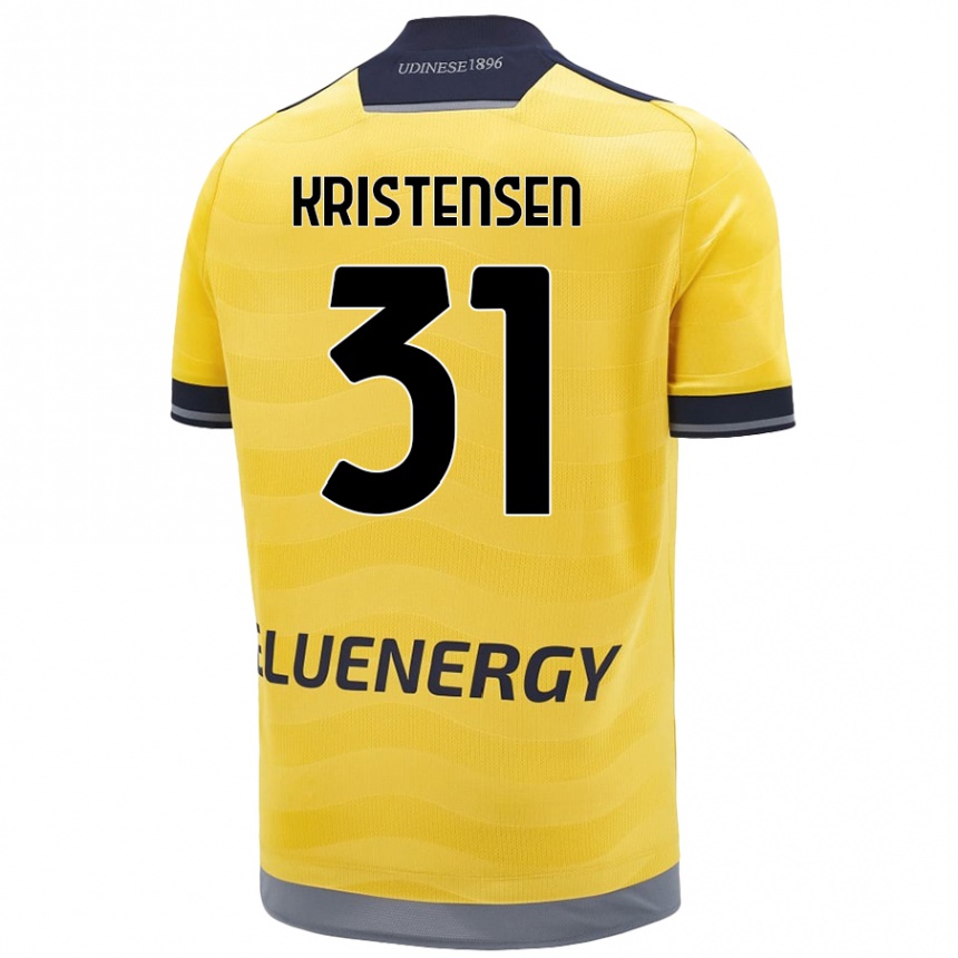 Kids Football Thomas Kristensen #31 Golden Away Jersey 2024/25 T-Shirt Nz