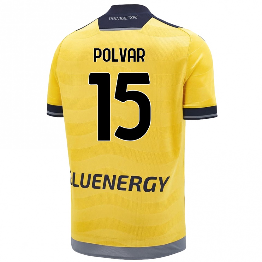 Kids Football Francesco Polvar #15 Golden Away Jersey 2024/25 T-Shirt Nz