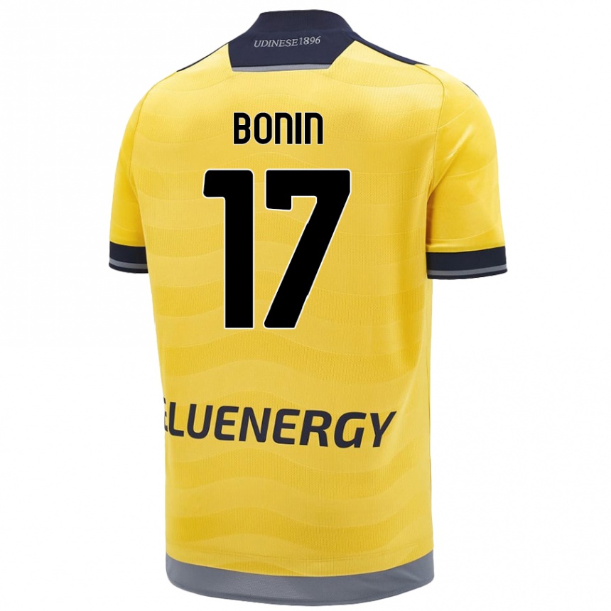 Kids Football Luca Bonin #17 Golden Away Jersey 2024/25 T-Shirt Nz