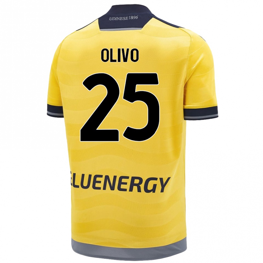 Kids Football Gioele Olivo #25 Golden Away Jersey 2024/25 T-Shirt Nz