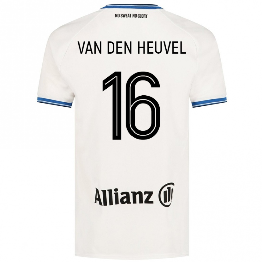 Kids Football Dani Van Den Heuvel #16 White Away Jersey 2024/25 T-Shirt Nz