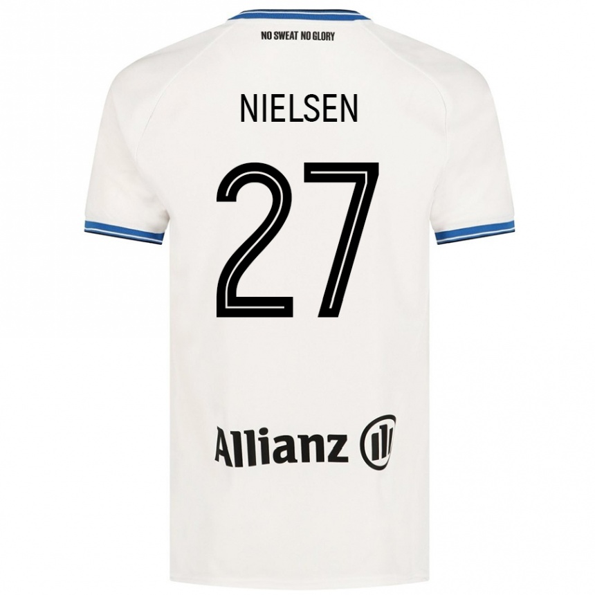 Kids Football Casper Nielsen #27 White Away Jersey 2024/25 T-Shirt Nz