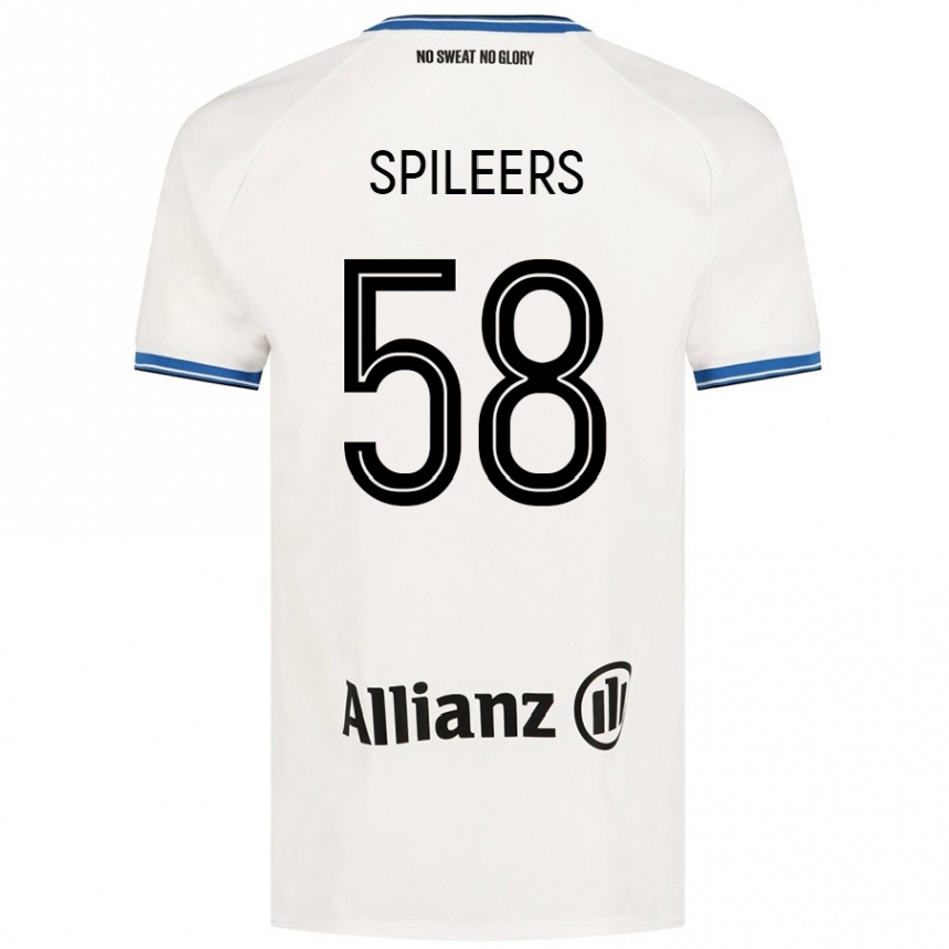 Kids Football Jorne Spileers #58 White Away Jersey 2024/25 T-Shirt Nz