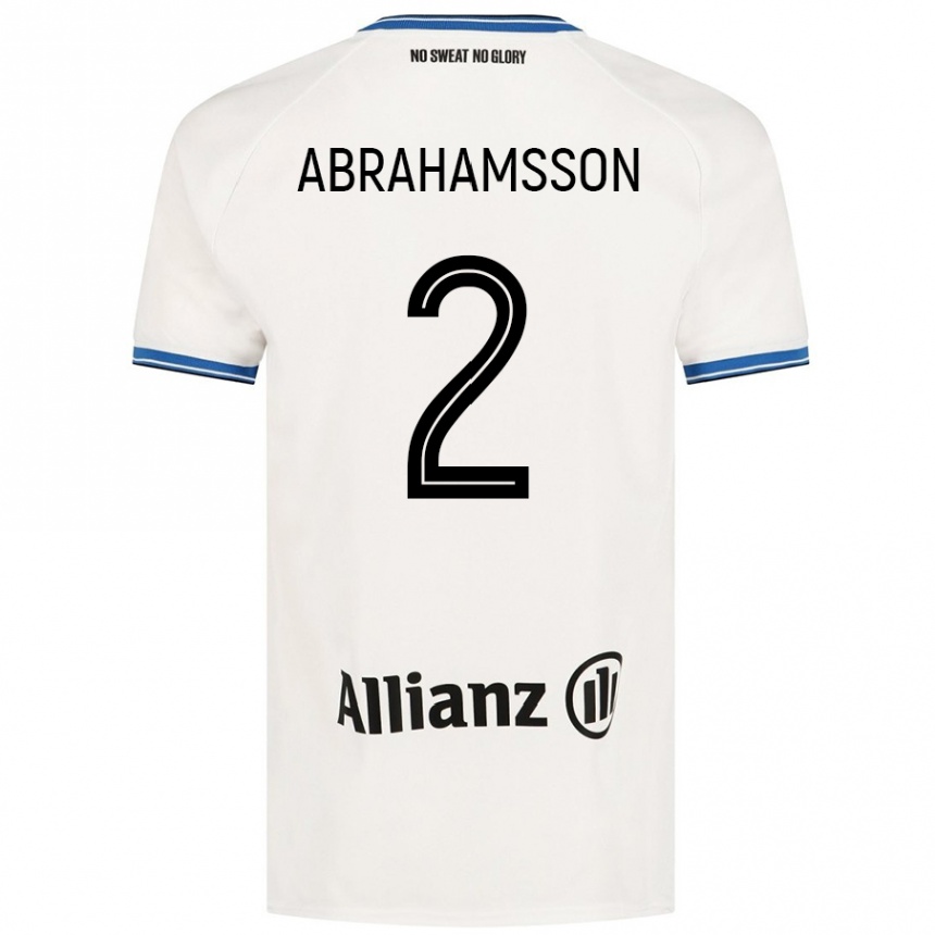 Kids Football Sejde Abrahamsson #2 White Away Jersey 2024/25 T-Shirt Nz