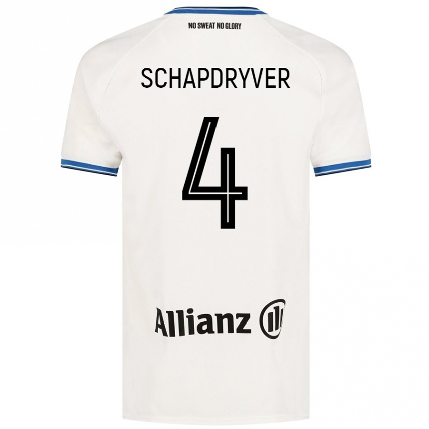 Kids Football Emely Schapdryver #4 White Away Jersey 2024/25 T-Shirt Nz