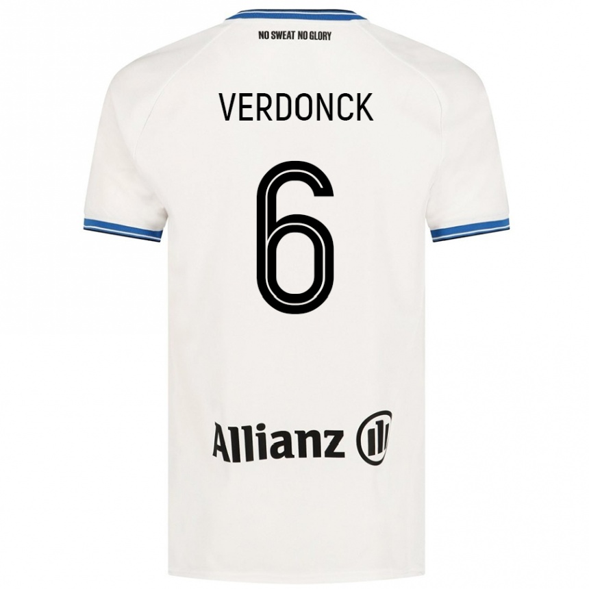 Kids Football Saar Verdonck #6 White Away Jersey 2024/25 T-Shirt Nz