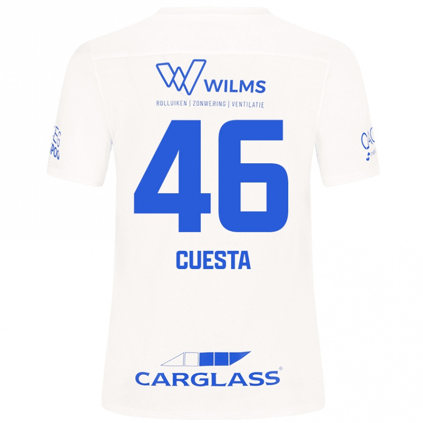 Kids Football Carlos Cuesta #46 White Away Jersey 2024/25 T-Shirt Nz