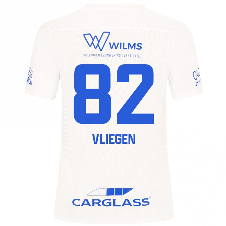 Kids Football Olivier Vliegen #82 White Away Jersey 2024/25 T-Shirt Nz