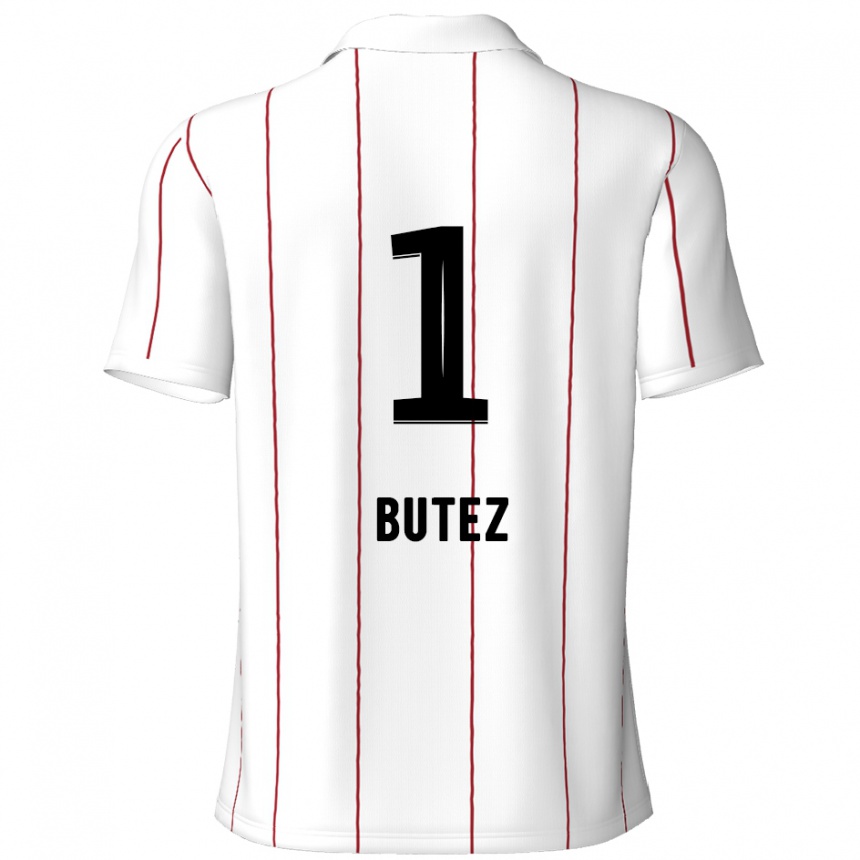 Kids Football Jean Butez #1 White Black Away Jersey 2024/25 T-Shirt Nz