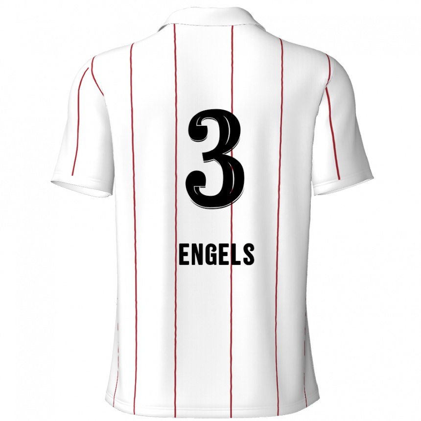 Kids Football Björn Engels #3 White Black Away Jersey 2024/25 T-Shirt Nz