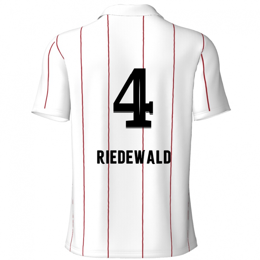 Kids Football Jairo Riedewald #4 White Black Away Jersey 2024/25 T-Shirt Nz