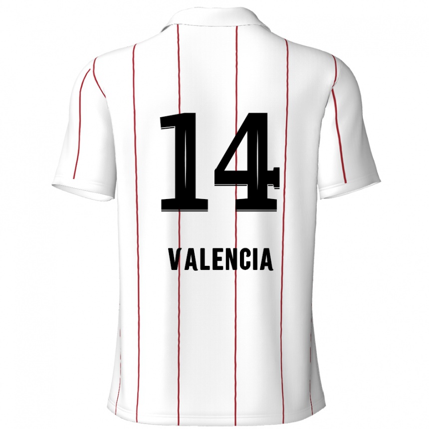 Kids Football Anthony Valencia #14 White Black Away Jersey 2024/25 T-Shirt Nz