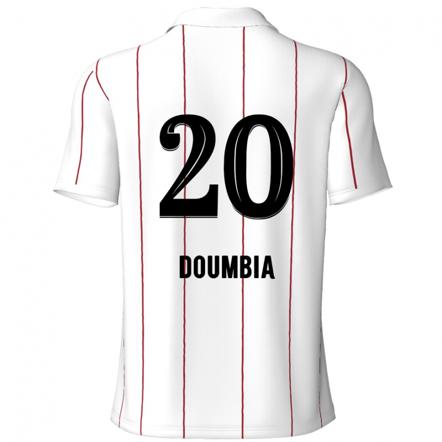 Kids Football Mahamadou Doumbia #20 White Black Away Jersey 2024/25 T-Shirt Nz