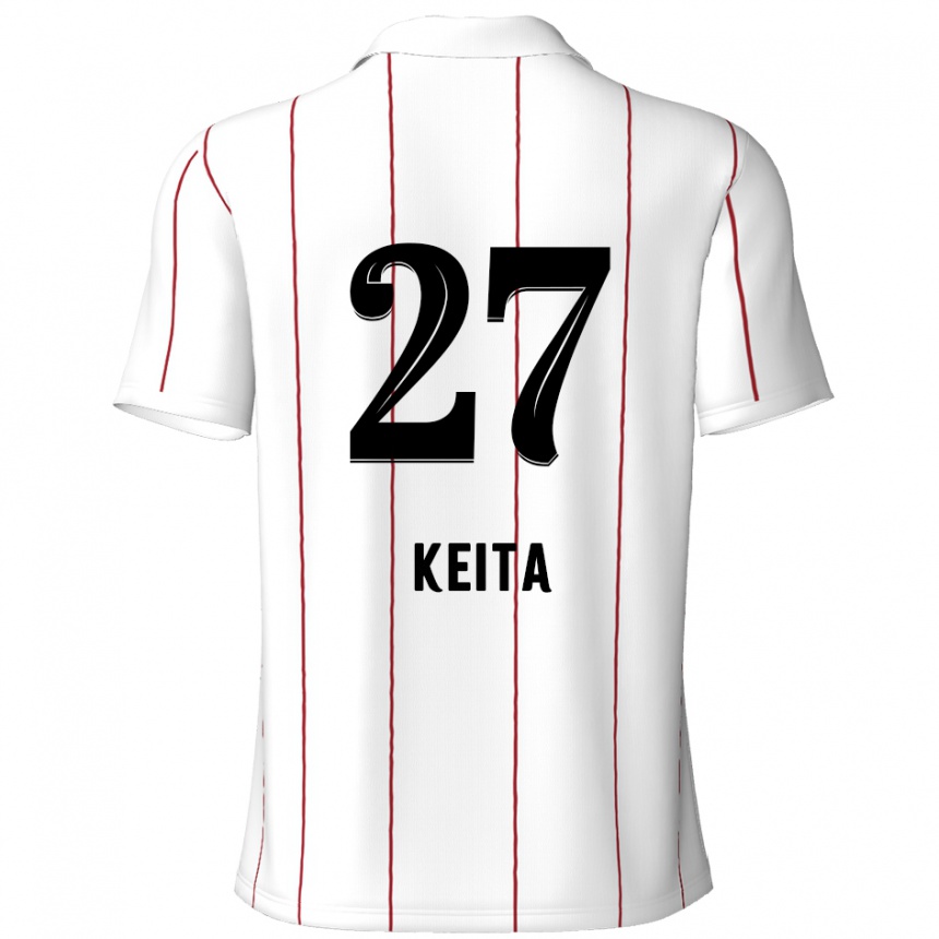 Kids Football Mandela Keita #27 White Black Away Jersey 2024/25 T-Shirt Nz