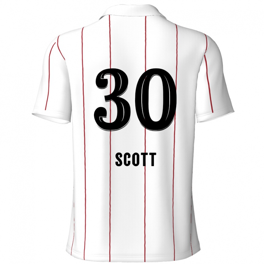 Kids Football Christopher Scott #30 White Black Away Jersey 2024/25 T-Shirt Nz