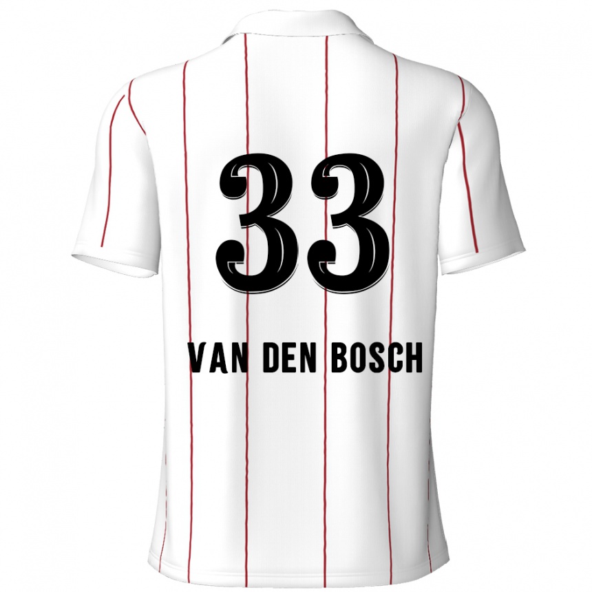 Kids Football Zeno Van Den Bosch #33 White Black Away Jersey 2024/25 T-Shirt Nz