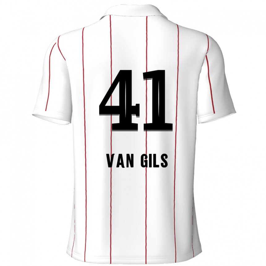 Kids Football Mathis Van Gils #41 White Black Away Jersey 2024/25 T-Shirt Nz