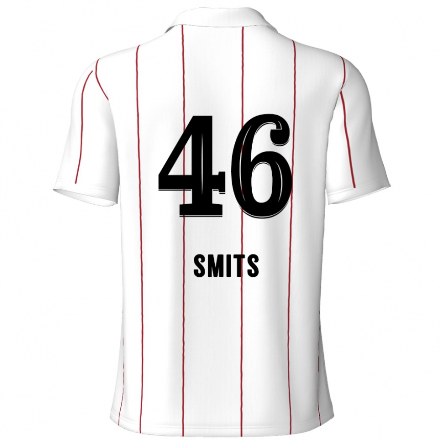 Kids Football Milan Smits #46 White Black Away Jersey 2024/25 T-Shirt Nz