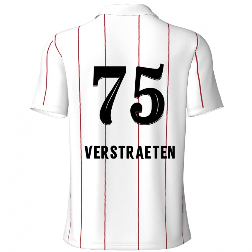 Kids Football Andreas Verstraeten #75 White Black Away Jersey 2024/25 T-Shirt Nz