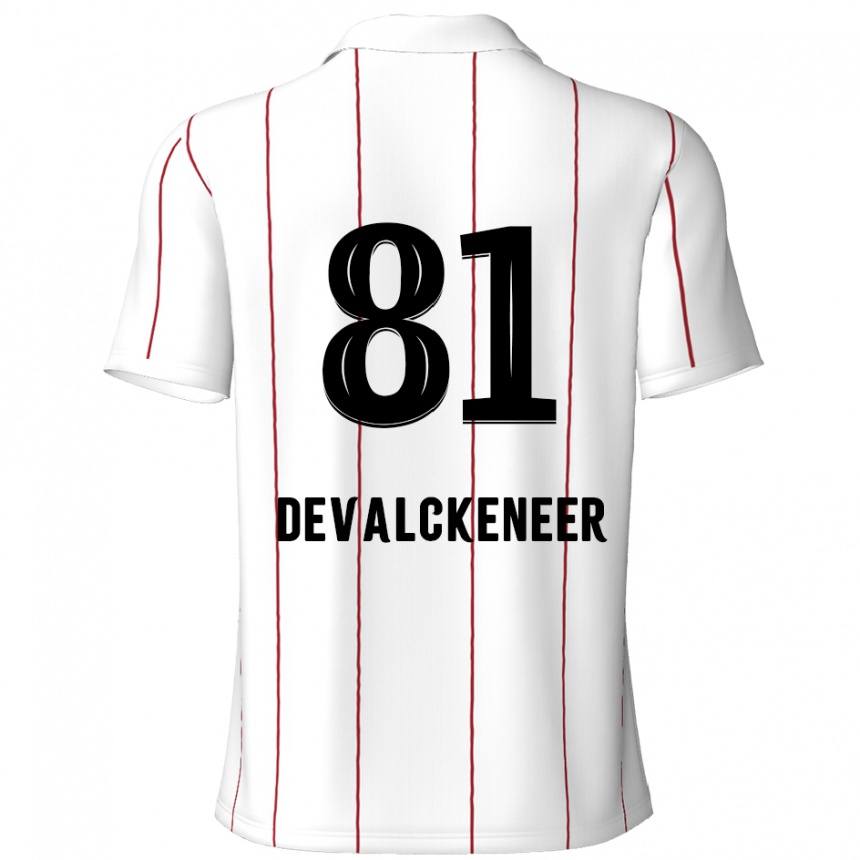 Kids Football Niels Devalckeneer #81 White Black Away Jersey 2024/25 T-Shirt Nz