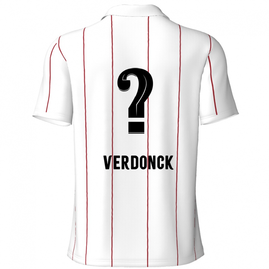 Kids Football Dries Verdonck #0 White Black Away Jersey 2024/25 T-Shirt Nz