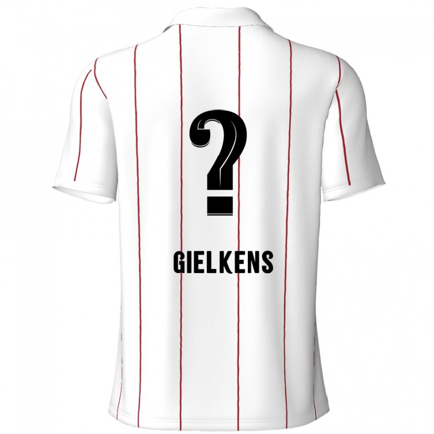 Kids Football Mathijs Gielkens #0 White Black Away Jersey 2024/25 T-Shirt Nz