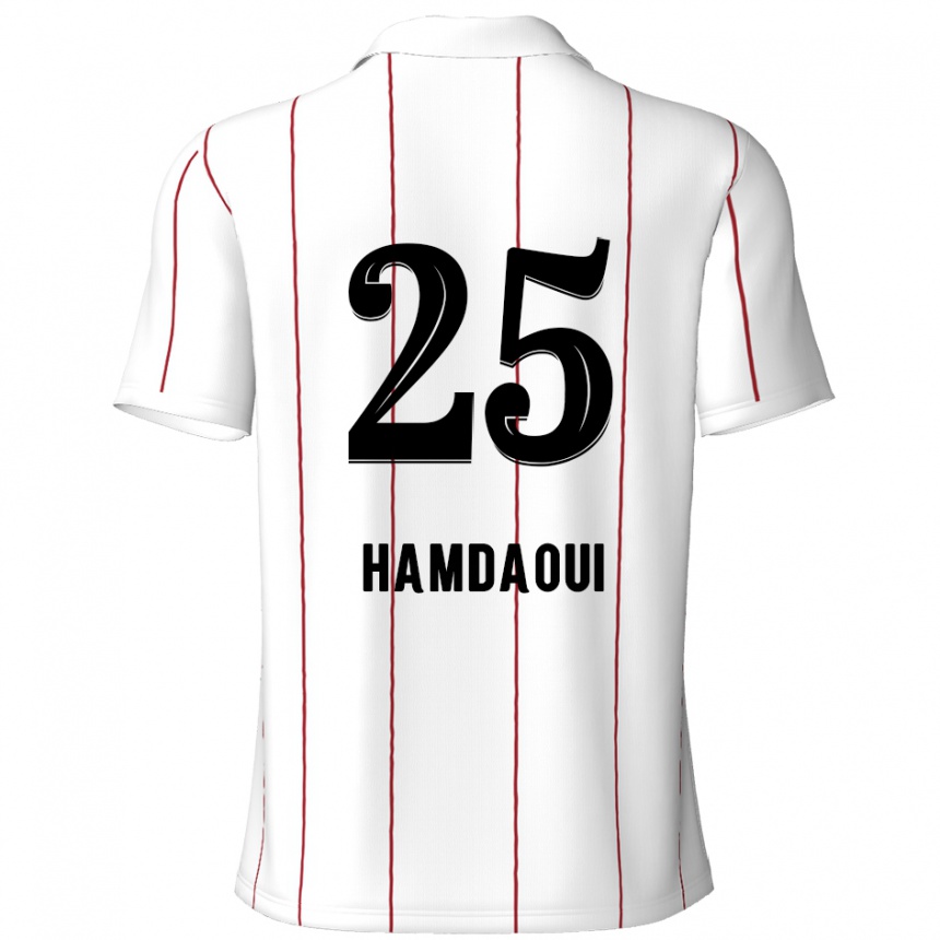 Kids Football Youssef Hamdaoui #25 White Black Away Jersey 2024/25 T-Shirt Nz