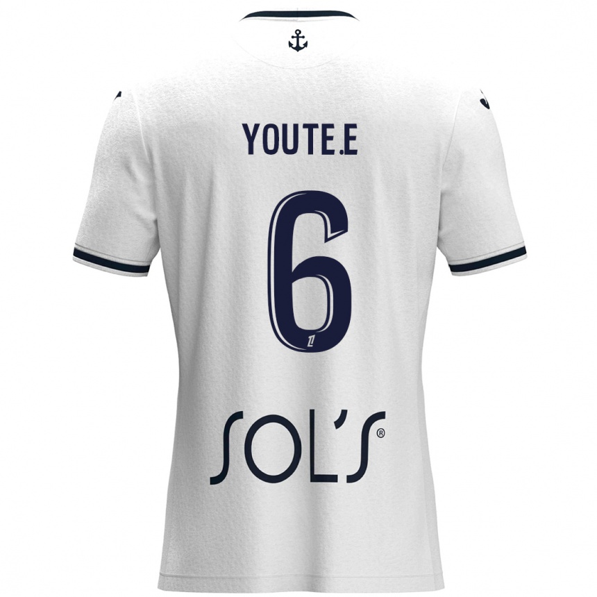 Kids Football Étienne Youté Kinkoué #6 White Dark Blue Away Jersey 2024/25 T-Shirt Nz