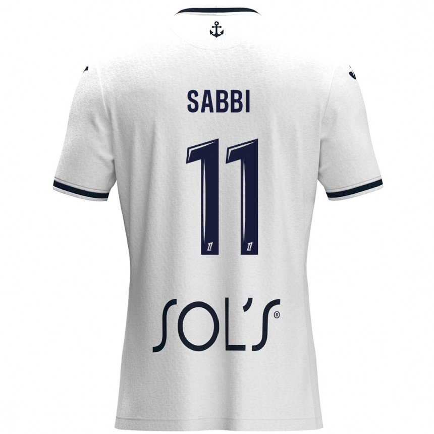 Kids Football Emmanuel Sabbi #11 White Dark Blue Away Jersey 2024/25 T-Shirt Nz