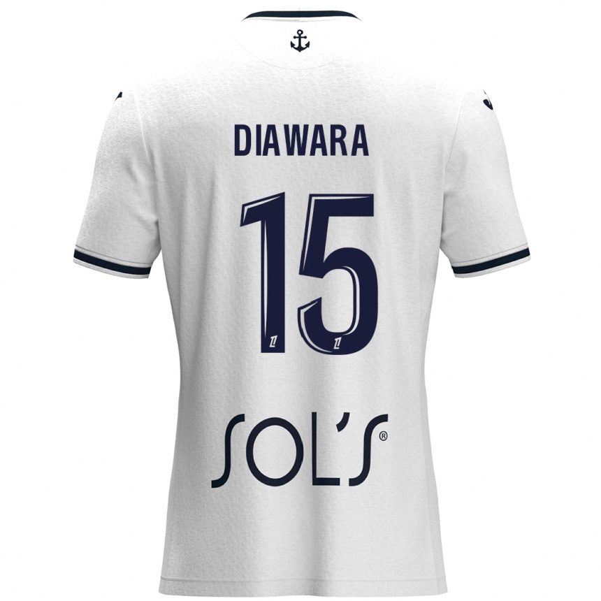 Kids Football Kandet Diawara #15 White Dark Blue Away Jersey 2024/25 T-Shirt Nz