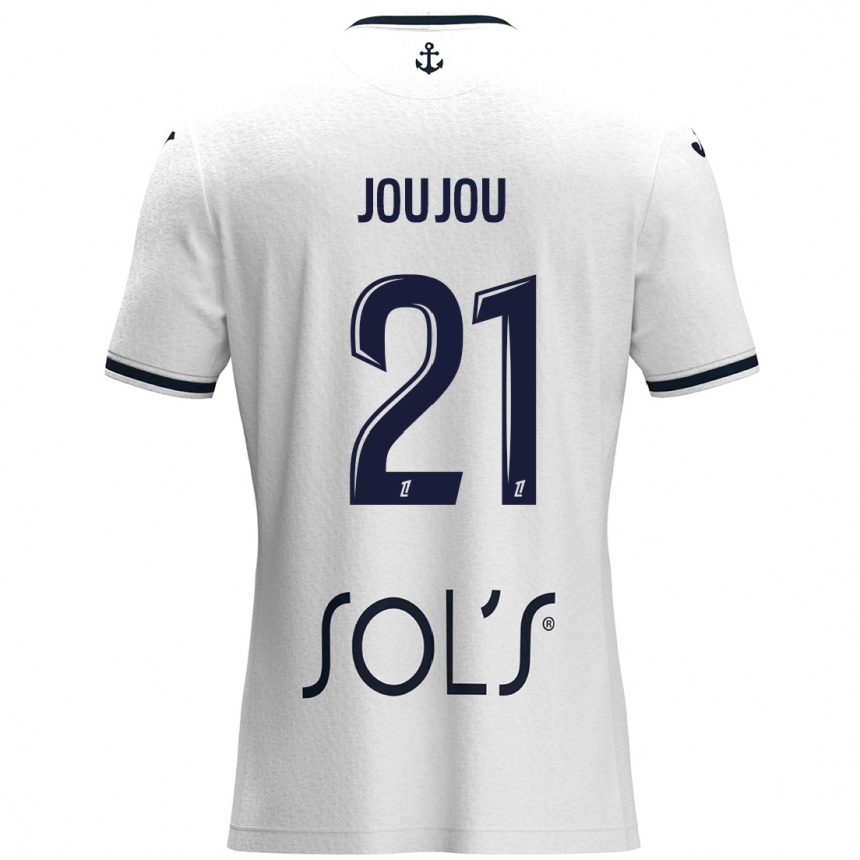 Kids Football Antoine Joujou #21 White Dark Blue Away Jersey 2024/25 T-Shirt Nz