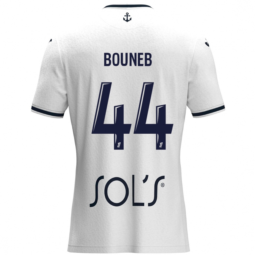 Kids Football Ismaïl Bouneb #44 White Dark Blue Away Jersey 2024/25 T-Shirt Nz