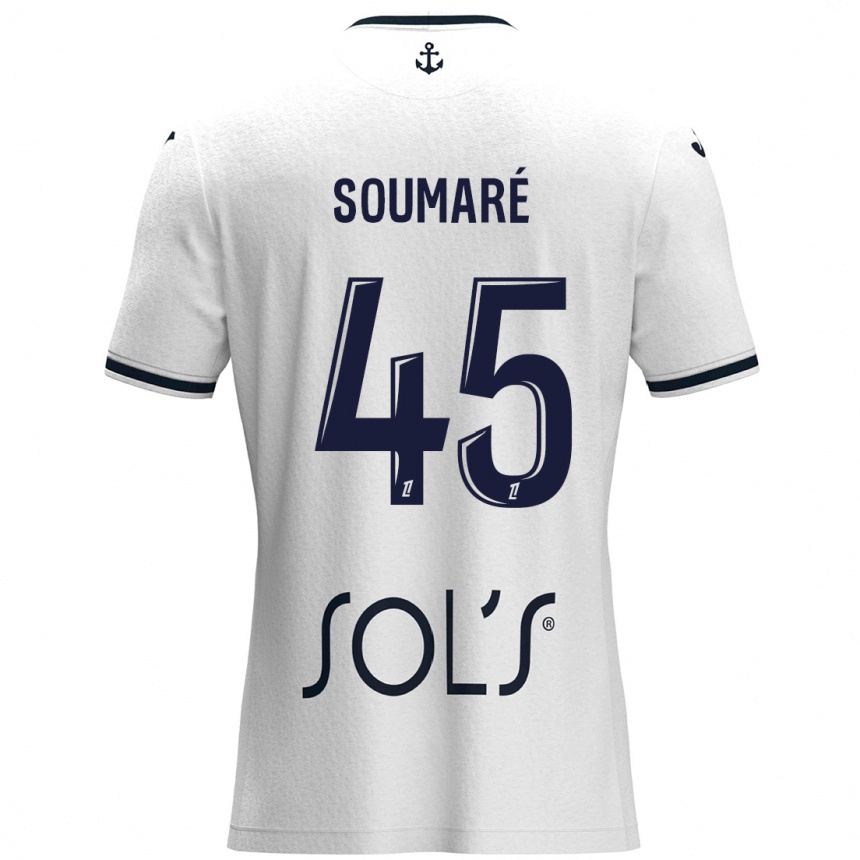 Kids Football Issa Soumaré #45 White Dark Blue Away Jersey 2024/25 T-Shirt Nz