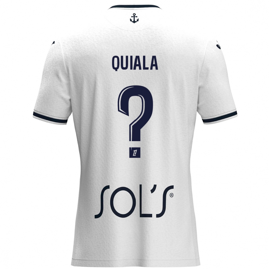 Kids Football Dinode Quiala #0 White Dark Blue Away Jersey 2024/25 T-Shirt Nz