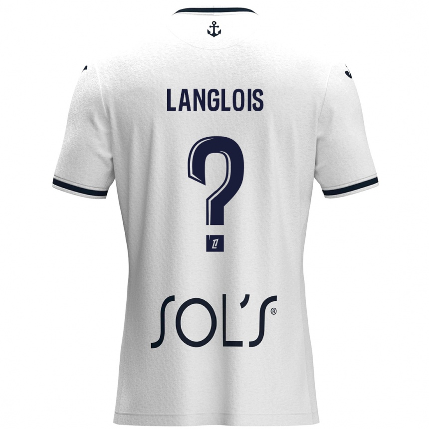 Kids Football Sacha Langlois #0 White Dark Blue Away Jersey 2024/25 T-Shirt Nz