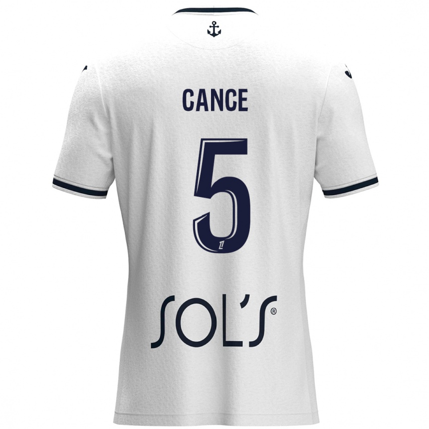 Kids Football Laurie Cance #5 White Dark Blue Away Jersey 2024/25 T-Shirt Nz