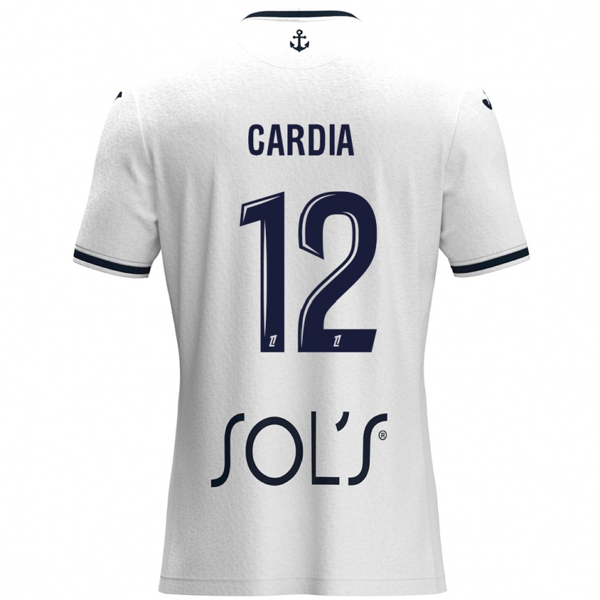 Kids Football Mickaëla Cardia #12 White Dark Blue Away Jersey 2024/25 T-Shirt Nz