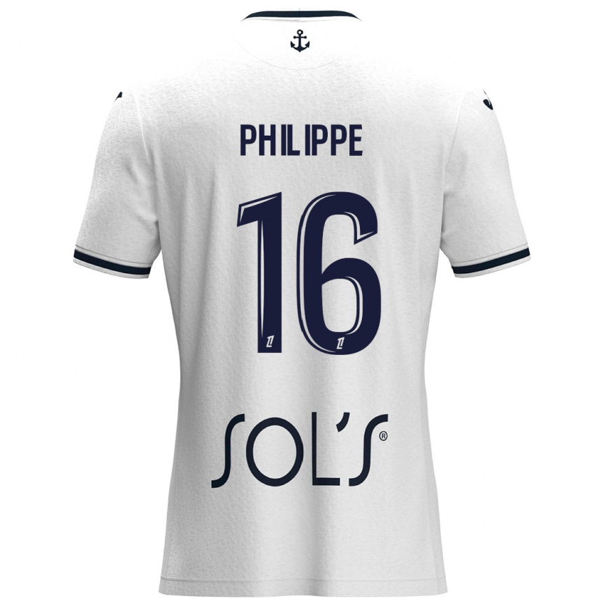 Kids Football Laëtitia Philippe #16 White Dark Blue Away Jersey 2024/25 T-Shirt Nz