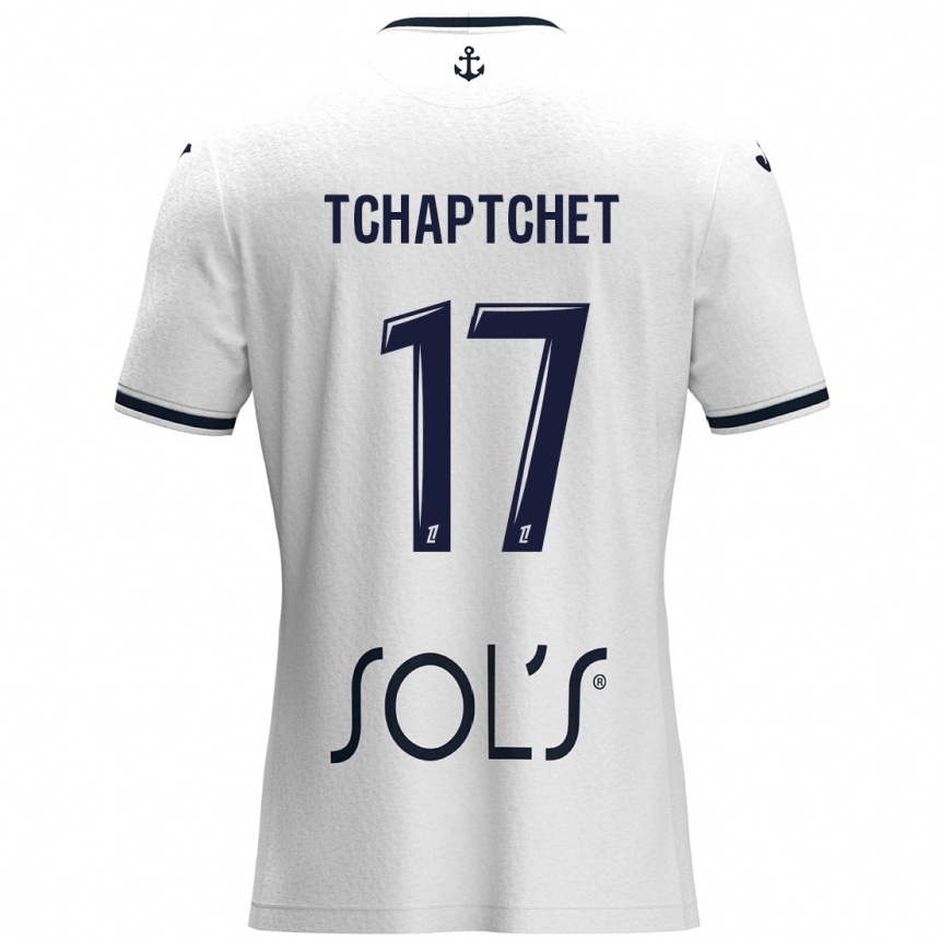 Kids Football Chanel Tchaptchet #17 White Dark Blue Away Jersey 2024/25 T-Shirt Nz