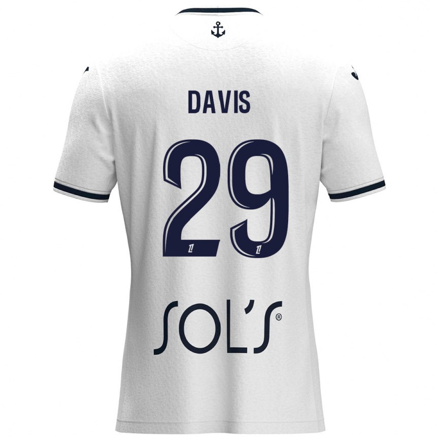 Kids Football Deja Davis #29 White Dark Blue Away Jersey 2024/25 T-Shirt Nz