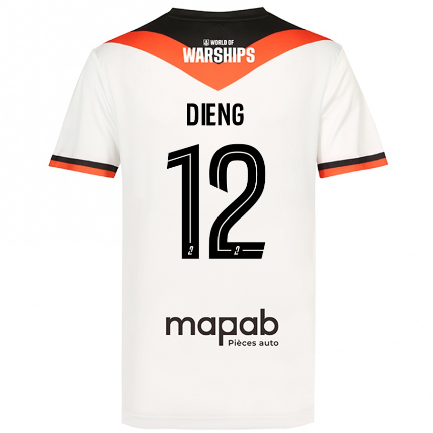 Kids Football Bamba Dieng #12 White Away Jersey 2024/25 T-Shirt Nz