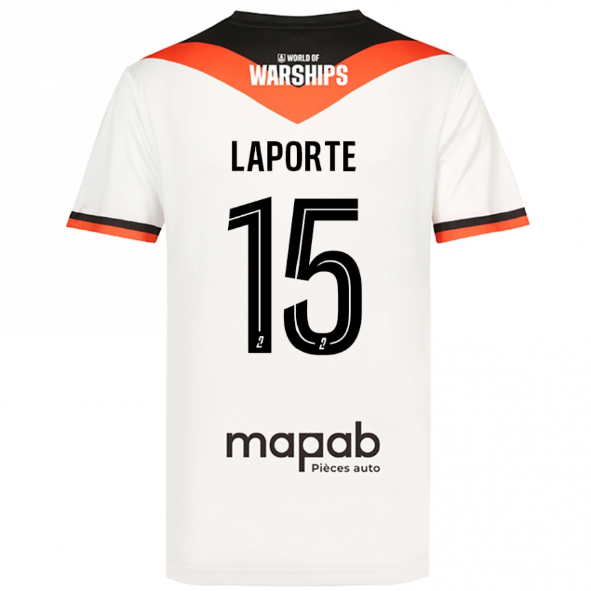 Kids Football Julien Laporte #15 White Away Jersey 2024/25 T-Shirt Nz