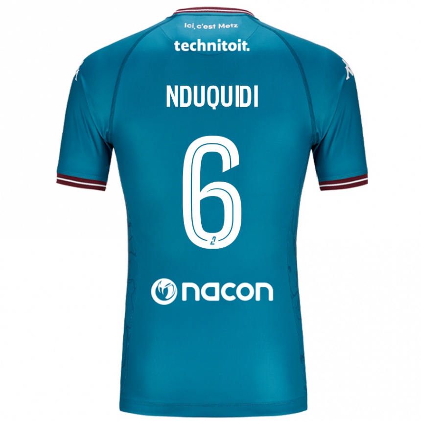 Kids Football Joseph Nduquidi #6 Bleu Petrole Away Jersey 2024/25 T-Shirt Nz