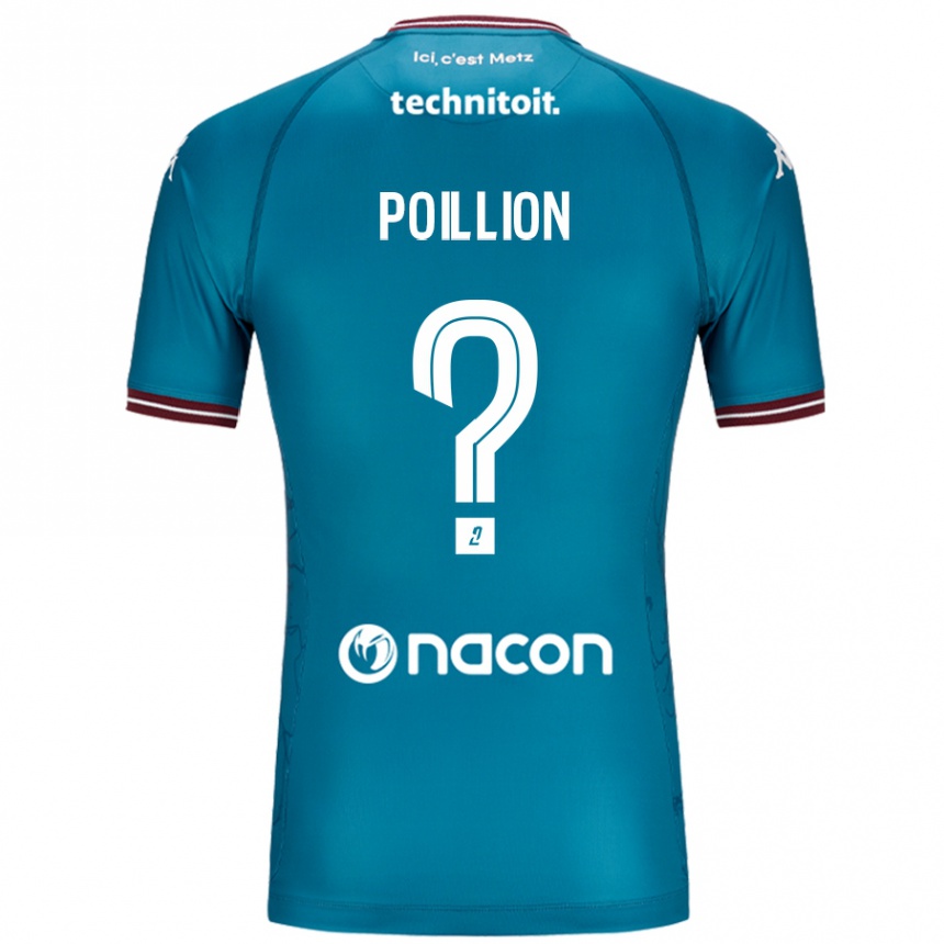 Kids Football Noé Poillion #0 Bleu Petrole Away Jersey 2024/25 T-Shirt Nz