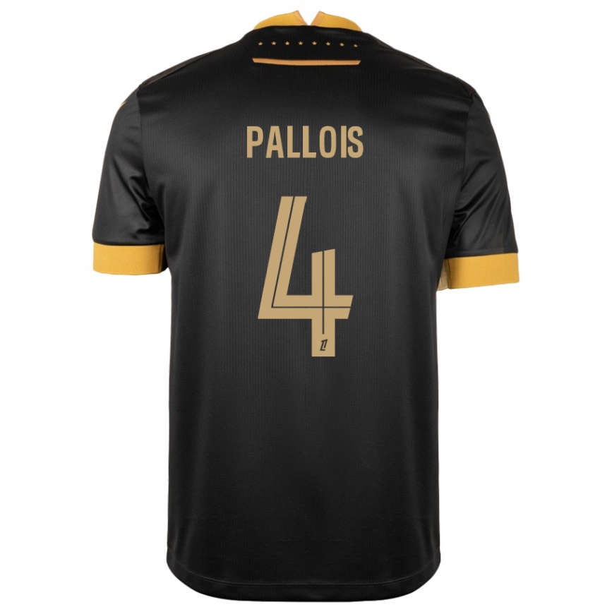 Kids Football Nicolas Pallois #4 Black Brown Away Jersey 2024/25 T-Shirt Nz