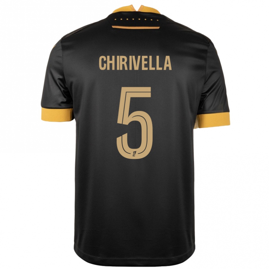 Kids Football Pedro Chirivella #5 Black Brown Away Jersey 2024/25 T-Shirt Nz