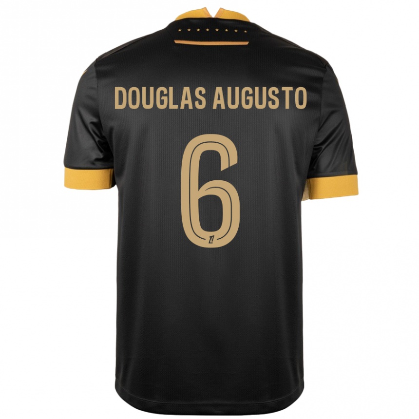 Kids Football Douglas Augusto #6 Black Brown Away Jersey 2024/25 T-Shirt Nz