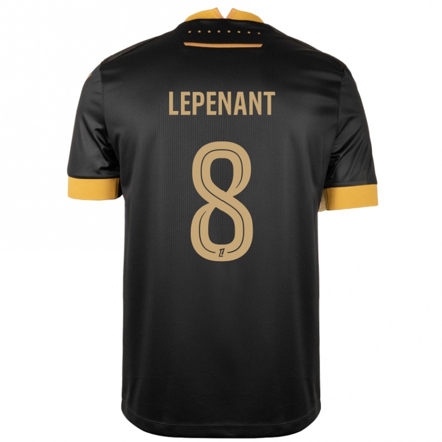 Kids Football Johann Lepenant #8 Black Brown Away Jersey 2024/25 T-Shirt Nz