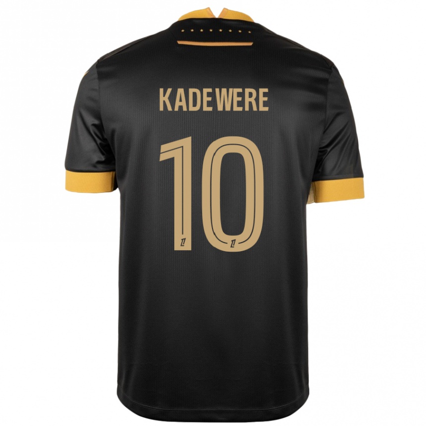 Kids Football Tino Kadewere #10 Black Brown Away Jersey 2024/25 T-Shirt Nz