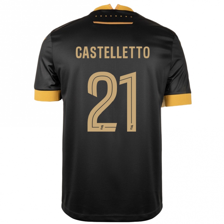 Kids Football Jean-Charles Castelletto #21 Black Brown Away Jersey 2024/25 T-Shirt Nz